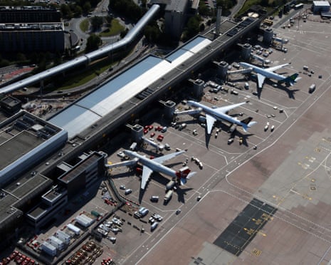 Aerial view of of Manchester airport terminal two