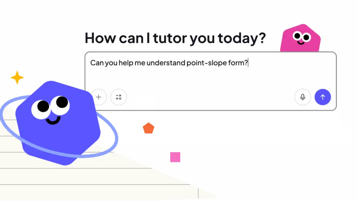 Prompt "Can you help me understand point-slope form?" in Khanmigo